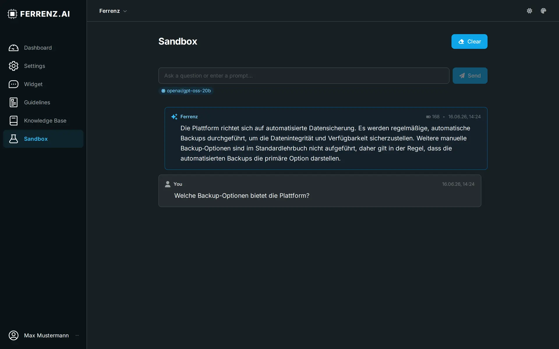 Live-Sandbox zum Testen